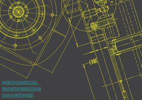 sistemas de diseño asistido por computadora. ilustraciones técnicas, fondos. dibujo de ingeniería mecánica. industria de construcción de maquinaria. dibujos de fabricación de instrumentos vector