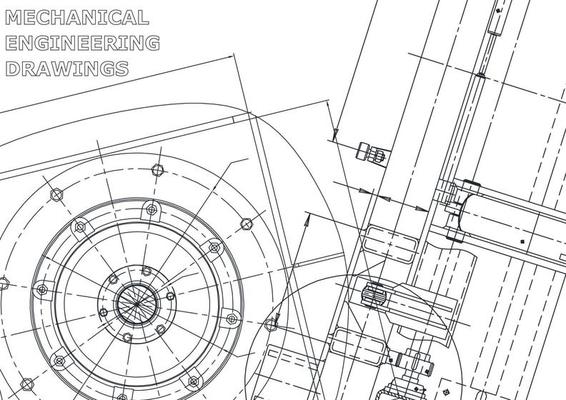 Vector banner. Engineering drawing. Mechanical instrument making