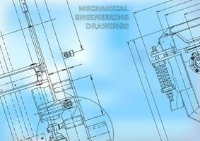 Computer aided design systems. Technical illustrations, backgrounds. Mechanical engineering drawing. Machine-building industry. Instrument-making drawings vector