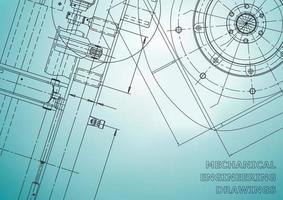 sistemas de diseño asistido por computadora. ilustraciones técnicas, fondos. dibujo de ingeniería mecánica. industria de construcción de maquinaria. dibujos de fabricación de instrumentos vector