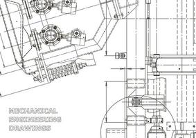 Vector banner. Engineering drawing. Mechanical instrument making