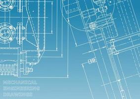 Computer aided design systems. Technical illustrations, backgrounds. Mechanical engineering drawing. Machine-building industry. Instrument-making drawings vector