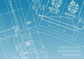 sistemas de diseño asistido por computadora. ilustraciones técnicas, fondos. dibujo de ingeniería mecánica. industria de construcción de maquinaria. dibujos de fabricación de instrumentos vector