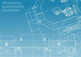 Blueprint, Sketch. Vector engineering illustration. Cover, flyer, banner, background