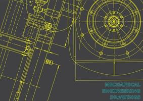 sistemas de diseño asistido por computadora. ilustraciones técnicas, fondos. dibujo de ingeniería mecánica. industria de construcción de maquinaria. dibujos de fabricación de instrumentos vector