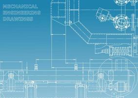 Computer aided design systems. Technical illustrations, backgrounds. Mechanical engineering drawing. Machine-building industry. Instrument-making drawings vector