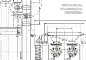 banner de vector. dibujo de ingeniería. fabricación de instrumentos mecánicos vector