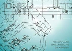 Blueprint. Vector engineering illustration. Cover, flyer, banner, background. Instrument-making drawings. Mechanical engineering drawing. Technical illustrations