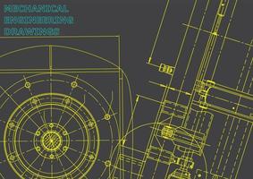 sistemas de diseño asistido por computadora. ilustraciones técnicas, fondos. dibujo de ingeniería mecánica. industria de construcción de maquinaria. dibujos de fabricación de instrumentos vector