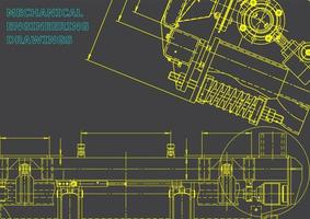 sistemas de diseño asistido por computadora. ilustraciones técnicas, fondos. dibujo de ingeniería mecánica. industria de construcción de maquinaria. dibujos de fabricación de instrumentos vector