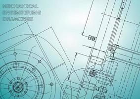 Computer aided design systems. Technical illustrations, backgrounds. Mechanical engineering drawing. Machine-building industry. Instrument-making drawings vector