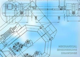 Blueprint. Vector engineering illustration. Cover, flyer, banner, background. Instrument-making drawings. Mechanical engineering drawing. Technical illustrations