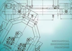 Plano. Ilustración de ingeniería vectorial. portada, volante, pancarta, fondo. dibujos de fabricación de instrumentos. dibujo de ingeniería mecánica. ilustraciones técnicas vector