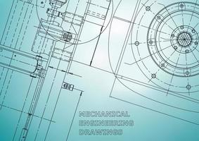 Blueprint. Vector engineering illustration. Cover, flyer, banner, background. Instrument-making drawings. Mechanical engineering drawing. Technical illustrations