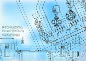 Blueprint. Vector engineering illustration. Cover, flyer, banner, background. Instrument-making drawings. Mechanical engineering drawing. Technical illustrations