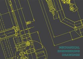 Computer aided design systems. Technical illustrations, backgrounds. Mechanical engineering drawing. Machine-building industry. Instrument-making drawings vector