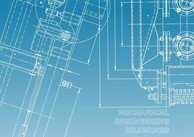 Computer aided design systems. Technical illustrations, backgrounds. Mechanical engineering drawing. Machine-building industry. Instrument-making drawings vector