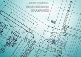 sistemas de diseño asistido por computadora. ilustraciones técnicas, fondos. dibujo de ingeniería mecánica. industria de construcción de maquinaria. dibujos de fabricación de instrumentos vector