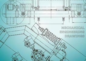 Computer aided design systems. Technical illustrations, backgrounds. Mechanical engineering drawing. Machine-building industry. Instrument-making drawings vector