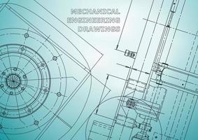 Blueprint. Vector engineering illustration. Cover, flyer, banner, background. Instrument-making drawings. Mechanical engineering drawing. Technical illustrations