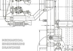 Vector banner. Engineering drawing. Mechanical instrument making