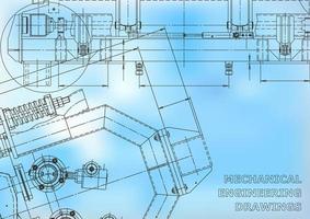 Blueprint. Vector engineering illustration. Cover, flyer, banner, background. Instrument-making drawings. Mechanical engineering drawing. Technical illustrations