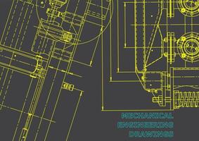 Computer aided design systems. Technical illustrations, backgrounds. Mechanical engineering drawing. Machine-building industry. Instrument-making drawings vector