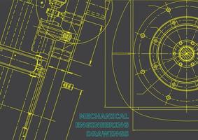 Computer aided design systems. Technical illustrations, backgrounds. Mechanical engineering drawing. Machine-building industry. Instrument-making drawings vector