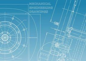 Computer aided design systems. Technical illustrations, backgrounds. Mechanical engineering drawing. Machine-building industry. Instrument-making drawings vector