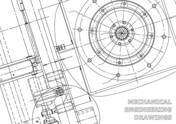 Vector banner. Engineering drawing. Mechanical instrument making