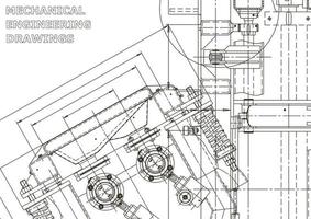 banner de vector. dibujo de ingeniería. fabricación de instrumentos mecánicos vector