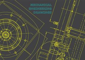 sistemas de diseño asistido por computadora. ilustraciones técnicas, fondos. dibujo de ingeniería mecánica. industria de construcción de maquinaria. dibujos de fabricación de instrumentos vector