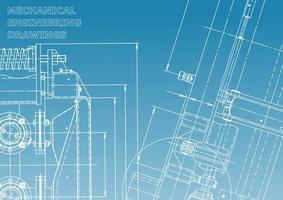 Computer aided design systems. Technical illustrations, backgrounds. Mechanical engineering drawing. Machine-building industry. Instrument-making drawings vector