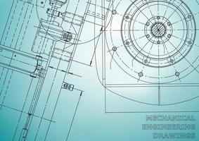 Blueprint. Vector engineering illustration. Cover, flyer, banner, background. Instrument-making drawings. Mechanical engineering drawing. Technical illustrations