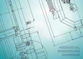 Computer aided design systems. Technical illustrations, backgrounds. Mechanical engineering drawing. Machine-building industry. Instrument-making drawings vector