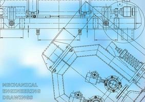 Ilustración de ingeniería vectorial. sistemas de diseño asistido por computadora. fabricación de instrumentos. ilustraciones técnicas vector