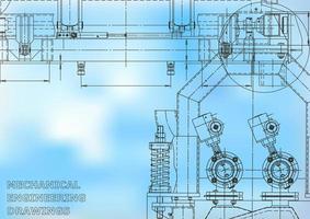 Plano. Ilustración de ingeniería vectorial. portada, volante, pancarta, fondo. dibujos de fabricación de instrumentos. dibujo de ingeniería mecánica. ilustraciones técnicas vector