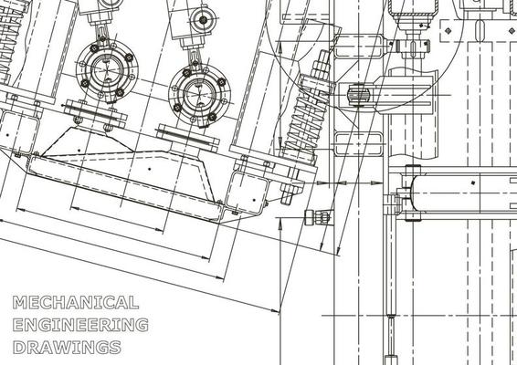Vector banner. Engineering drawing. Mechanical instrument making