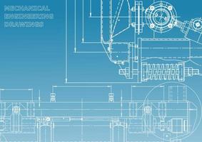 Computer aided design systems. Technical illustrations, backgrounds. Mechanical engineering drawing. Machine-building industry. Instrument-making drawings vector