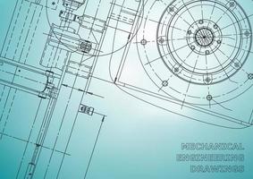 Blueprint. Vector engineering illustration. Cover, flyer, banner, background. Instrument-making drawings. Mechanical engineering drawing. Technical illustrations