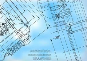 Computer aided design systems. Technical illustrations, backgrounds. Mechanical engineering drawing. Machine-building industry. Instrument-making drawings vector