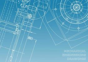 sistemas de diseño asistido por computadora. ilustraciones técnicas, fondos. dibujo de ingeniería mecánica. industria de construcción de maquinaria. dibujos de fabricación de instrumentos vector