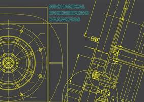 Computer aided design systems. Technical illustrations, backgrounds. Mechanical engineering drawing. Machine-building industry. Instrument-making drawings vector