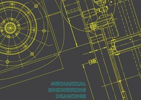 sistemas de diseño asistido por computadora. ilustraciones técnicas, fondos. dibujo de ingeniería mecánica. industria de construcción de maquinaria. dibujos de fabricación de instrumentos vector