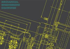 sistemas de diseño asistido por computadora. ilustraciones técnicas, fondos. dibujo de ingeniería mecánica. industria de construcción de maquinaria. dibujos de fabricación de instrumentos vector