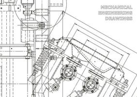 banner de vector. dibujo de ingeniería. fabricación de instrumentos mecánicos vector