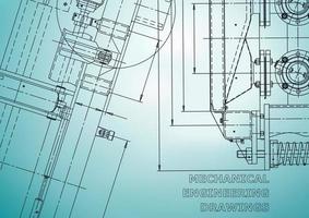 Blueprint. Vector engineering illustration. Cover, flyer, banner, background. Instrument-making drawings. Mechanical engineering drawing. Technical illustrations