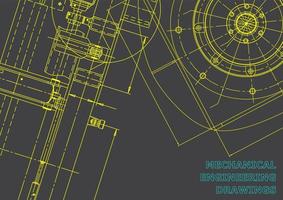 Computer aided design systems. Technical illustrations, backgrounds. Mechanical engineering drawing. Machine-building industry. Instrument-making drawings vector