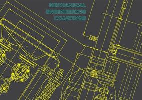 sistemas de diseño asistido por computadora. ilustraciones técnicas, fondos. dibujo de ingeniería mecánica. industria de construcción de maquinaria. dibujos de fabricación de instrumentos vector