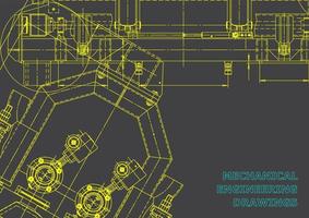 sistemas de diseño asistido por computadora. ilustraciones técnicas, fondos. dibujo de ingeniería mecánica. industria de construcción de maquinaria. dibujos de fabricación de instrumentos vector